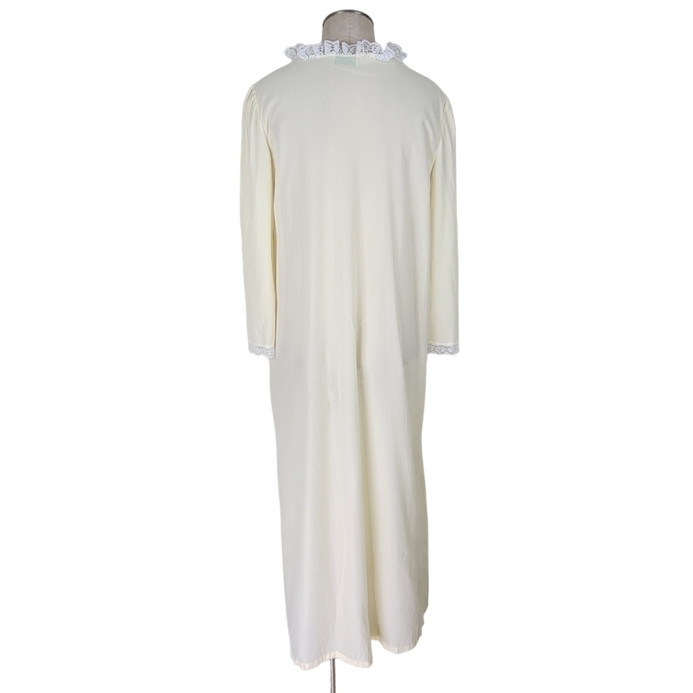 Spotlight Nightgown Sz L Yellow Embroidered White Trim Lace Soft Vintage USA New - Picture 6 of 15